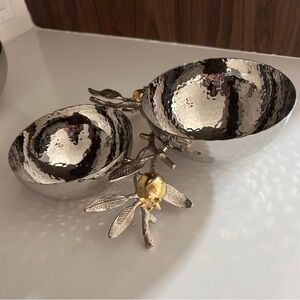 Michael Aram Pomegranate Silver and Gold Double Bowl. New with Dustbag